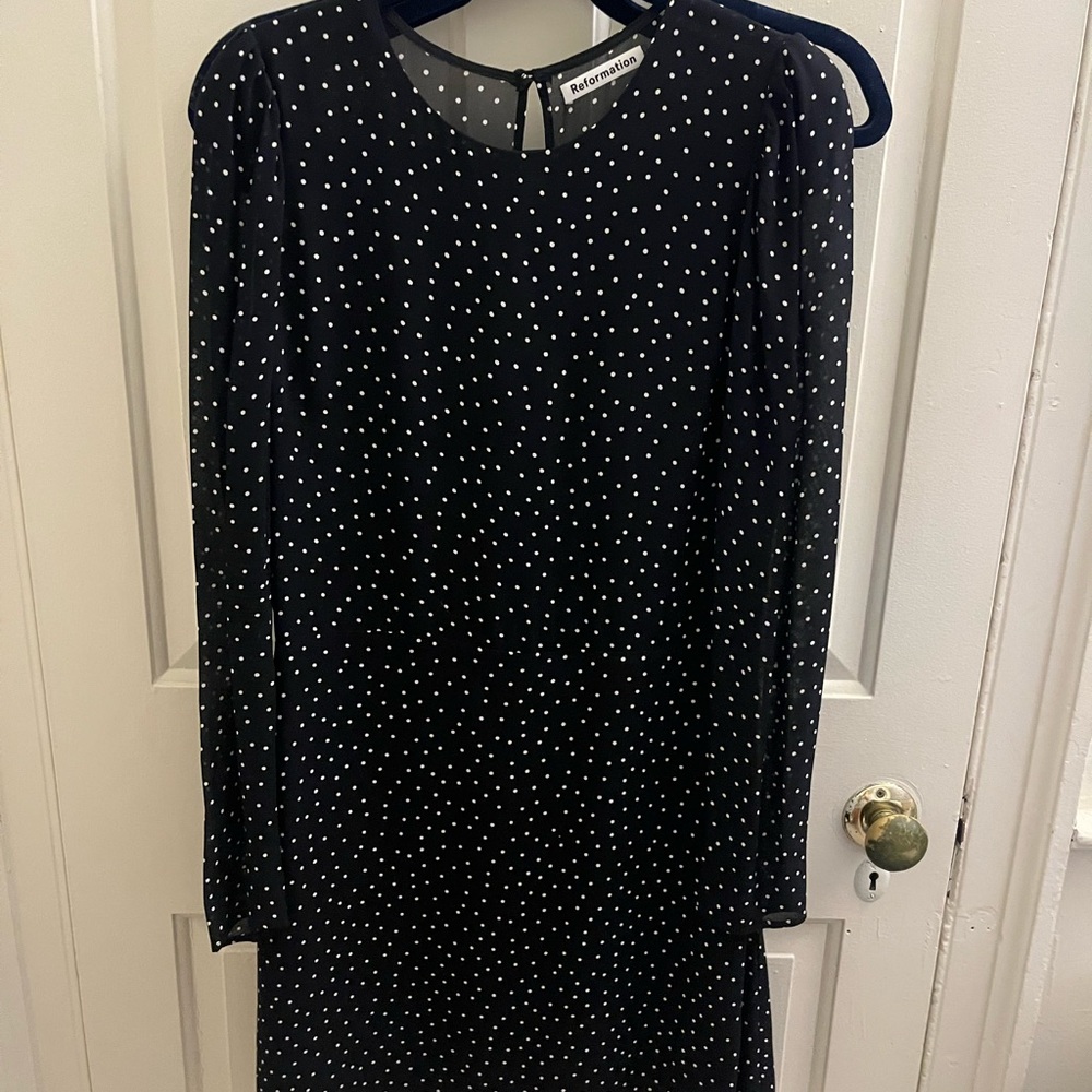 Black and White Polk-a-Dot Reformation Dress